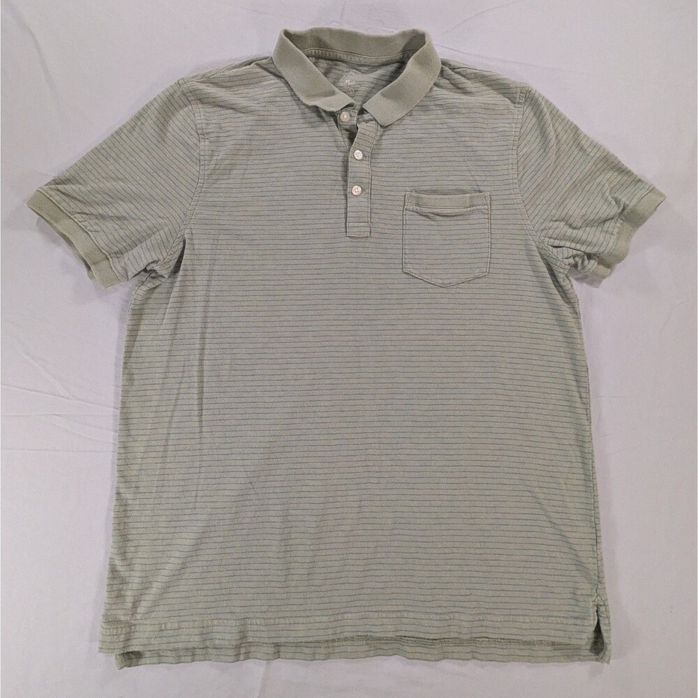 J. Crew Shirt Men's Polo Knit Goods Green Striped Cotton Size Large